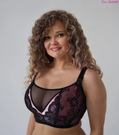 Top without underwire black with pink Top Rosa Bella