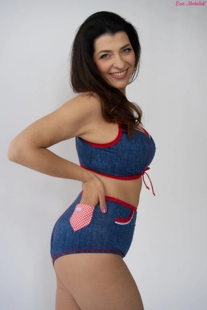 Top bez fiszbin niebieski z czerwonym Top Country