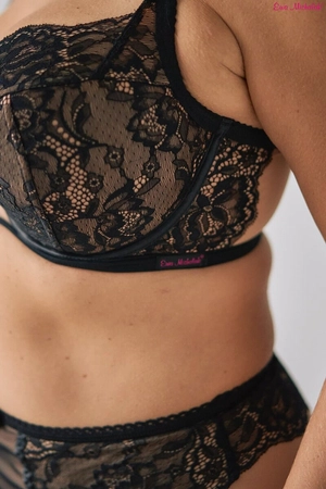 Soft bra black with beige for correction of asymmetry HBM Cappuccinka