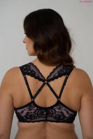 Padded front-fasten black and light pink bra ZPP Piankoń