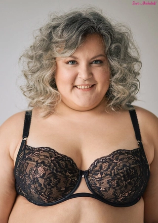 Soft bra black with beige for correction of asymmetry HBM Cappuccinka