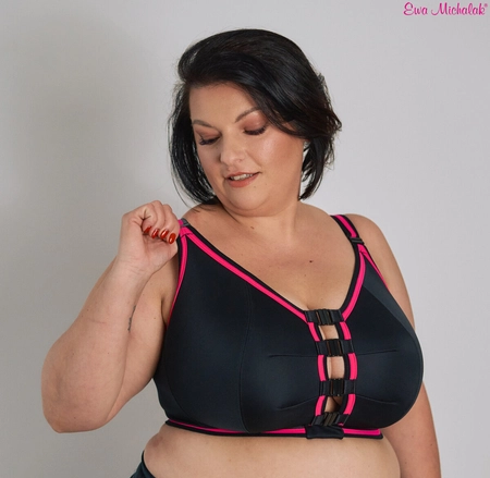 2nd Quality Top without underwire black with pink fastening at the front Top FB Kliklak Relaksik